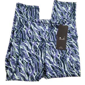 Under Armour Leggings Womens Size XS Blue Print Crop Heatgear Moisture Wicking